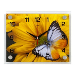 Часы настенные 2026-193 Бабочка на желтой хризантеме