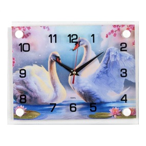 Часы настенные 2026-37 Лебеди в цветах 