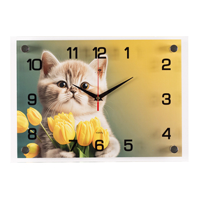 Часы настенные 2535-302 Котенок в тюльпанах