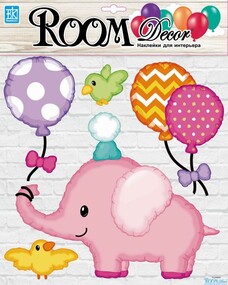 Наклейка декор "RoomDecor" PLA 3004 Розовый слоненок оптом