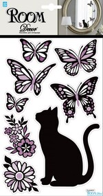 Наклейка декор "RoomDecor" PLA 3402 Кошечка с бабочками оптом