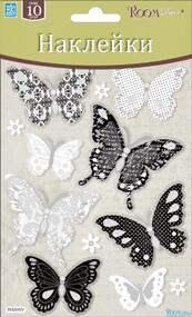 Наклейка декор "RoomDecor" PSA 0102 Бабочки черно-белые оптом